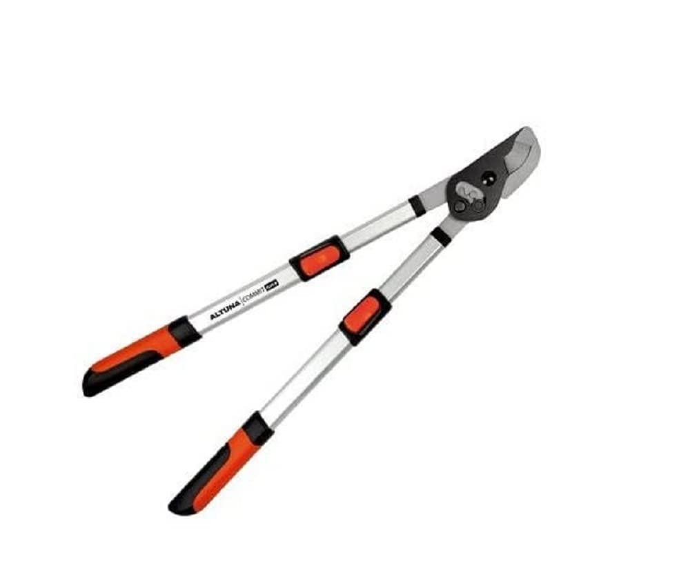 Tijera de Podar a 2 Manos - Modelo J502 - Fabricadas en Acero Teflonado y Empuñadura Bimaterial - Corte en Bypass con Gancho - Tijeras Telescópicas 68-90 cm - Ideal para Podas Secas - Altuna