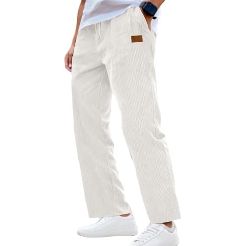 Oversized Corduroy Pants Men Classic Loose Striaght Leg Pants with Pockets Baggy Drawstring Waist Mokaloha Pant