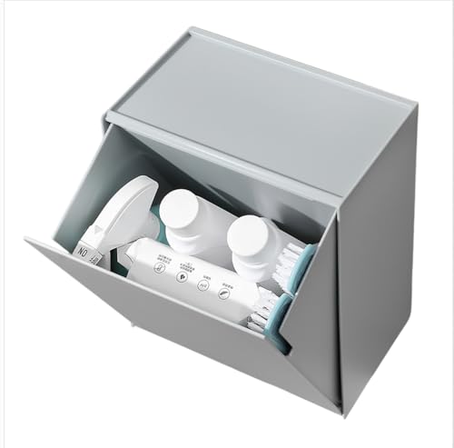 Cicqkks ウォールボックス 【取り付けはカンタン、どこでもペタッと設置!】 浮かせる収納 ゴミ箱 壁 壁掛け 【壁を活用するスマートな収納ソリューション!】 フィルムフック キッチン トイレ 簡単着脱 (グレー)