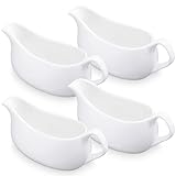Ferrochef Gravy Boat Set of 4, 14 oz Ceramic Sauce Boats for Salad Dressing Creamer, Broth, Microwave and...
