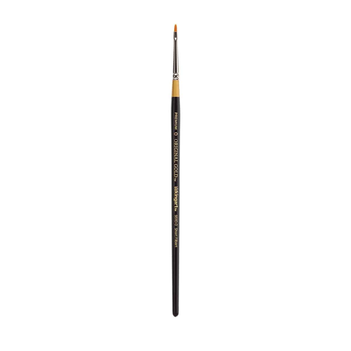 KINGART Premium Original Gold 9515-0 Pointed Filbert Series Artist Brush, Golden Taklon Synthetic Hair, Short Handle, for Acrylic, Watercolor, Oil and Gouache Painting, Size 0