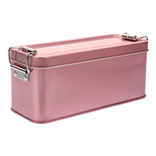 Healeved Metal Rectangular Tins Box with Airtight Lid, Empty Cookie Tin Can Candy Storage Container Treat Storage Box for Candies Sugar Chocolate Snacks Rose Gold