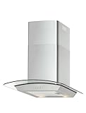 Exquisit GH 90A Dunstabzugshaube / 90 cm breit/Inoxlook/Glasschirm/Abluftleistung 500 m3/h