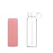 BONISON Durable Glass Water Bottle with Soft Colorful Silicone Sleeve, 9 oz, Peach