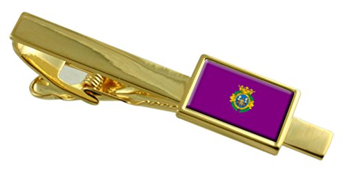 Clip de corbata de oro de Cádiz grabado bandera España pasador para hombre personalizado
