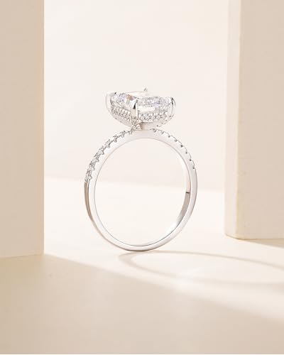 TIGRADE 4CT Engagement Ring for Women Radiant Cut Cubic Zirconia Wedding Band CZ Promise Anniversary Ring Size 3-11 - Image 4