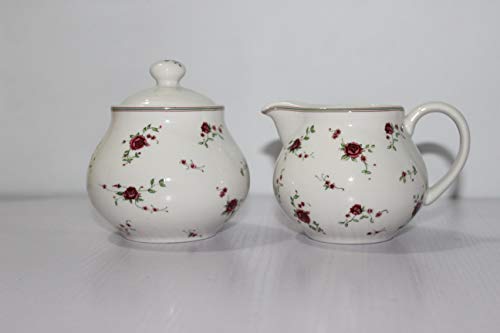 Lonovel Cream & Sugar Sets With Lids Porcelain Vintage Floral Sugar Bowl And Creamer Set In Beige Ceramic Sugar And Creamer Sets For Home And Kitchen Dining Serving,Rose #TOP2