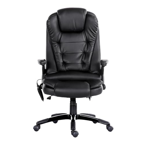 Artiss Massage Office Chair PU Leather with 8 Points Vibration and Heat, Ergonomic High Back Executive Office Chairs 150Β° Recliner Home Office Desk Chair, Black