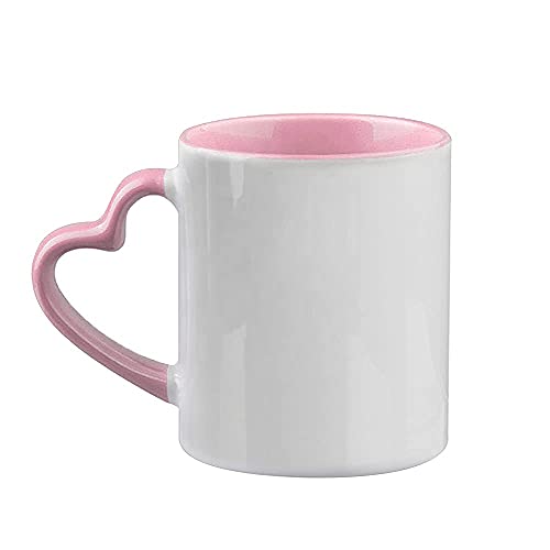 Mr.r Sublimation Blank Dishwasher Ceramic Mug,Blank Coated Cup,Sublimation Blank Mugs,Classic Cup With Pink Color Inner Mug And Heart Handle,11Oz ,Set Of 6 Pcs Per Carton #TOP1