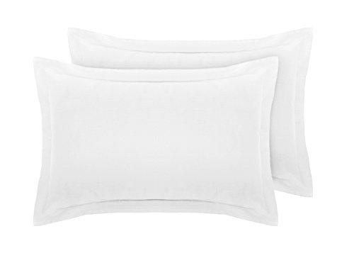 DTEX HOMES Pillow Cases 2 Pack Non Iron Easy Care Soft Brushed Microfibre Fabric White Pillowcases 2 Pack -2 x Oxford Pillow Cases (50 x 75cm + 5cm Hem)