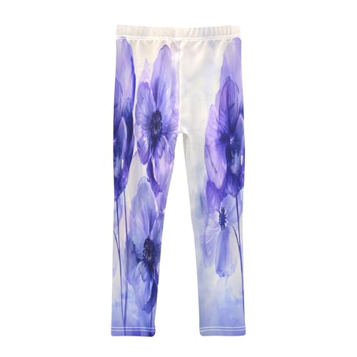 Toddler Girls Leggings Printed Yoga Pants Leggings Purple and Blue Flowers for Kids2
