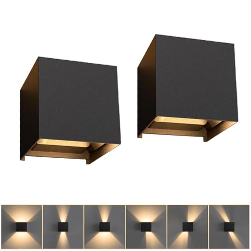 Aplique LED exterior 12W LINKE en aluminio negro de luz cálida regulable