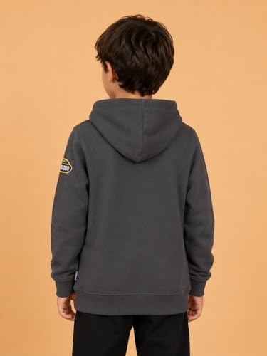 Image of Unisex Kids Solid Full Sleeve Zip Front Open Hooded Sweatshirt
