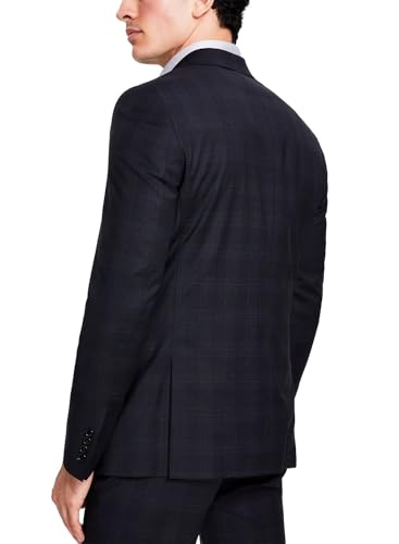 Calvin Klein Mens Slim fit Suit Jacket Blazer 40 L Black Plaid Stretch2