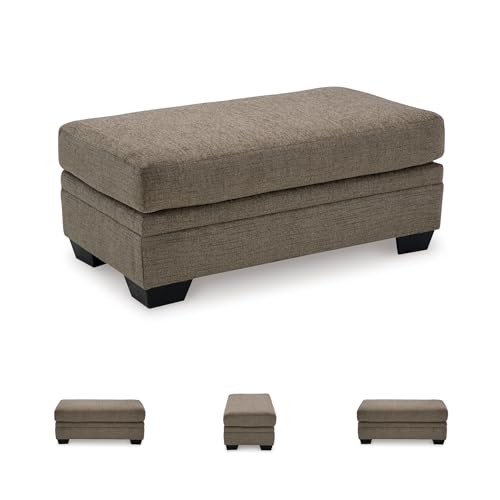 Image of Signature Design by Ashley Stonemeade Upholstered Ottoman, Oversized Contemporary Footrest, 100% Polyester Chenille, Ideal for Living Room Seating, Nutmeg Brown, 44 inch W