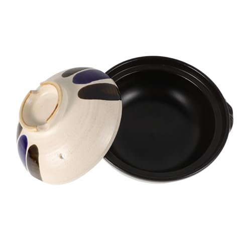 MAGICLULU Pentola in Terracotta Giapponese Piccola Con Doppia Maniglia Resistente Alte Temperature Per Zuppe Stufati e Riso Stoviglie Cotte Su Fiamma Aperta Coperchio Incluso Design Creativo