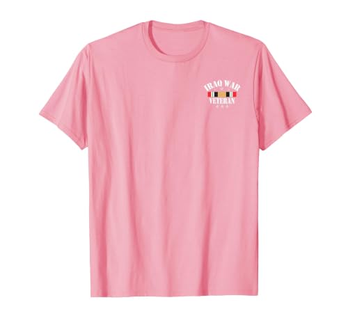 Iraq Veteran T-Shirt Iraq War Service Distressed Patriotic T-Shirt, Men, Pink, 3X-Large