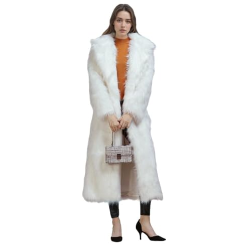 Women Warm Long Sleeve Parka Faux Fur Coat Lapel Full-Length Outwear Maxi Fluffy Faux Fur Overcoat2