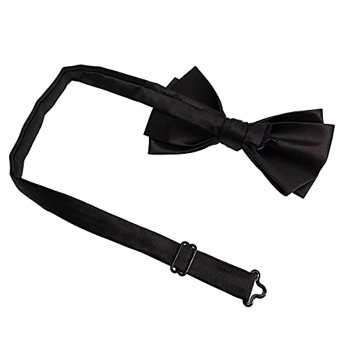 Black Bow Ties For Men Pre-Tied Satin Formal Solid Men's Bow Ties #TOP2