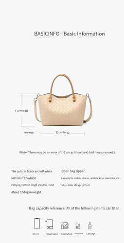 Large-Capacity Genuine Leather Shoulder Bag, Woven Simple Cowhide Bag, Hand-Held Leather Bag (black)2