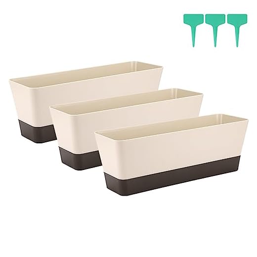 Skelang Maceta Rectangular, Maceta Rectangular De Plástico De 30,5 Cm, ​​Macetas De Balcón Al Aire Libre para Suculentas, Flores, Violetas Africanas, Juego De 3