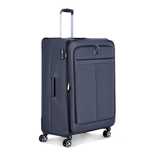 Image of DELSEY PARIS Priscilla 82 cms Large Check-in Polyester Soft Sided 8 Wheels and Expandable Spinner Suitcase /Trolley Bag for Travel with TSA Lock- Anthracite