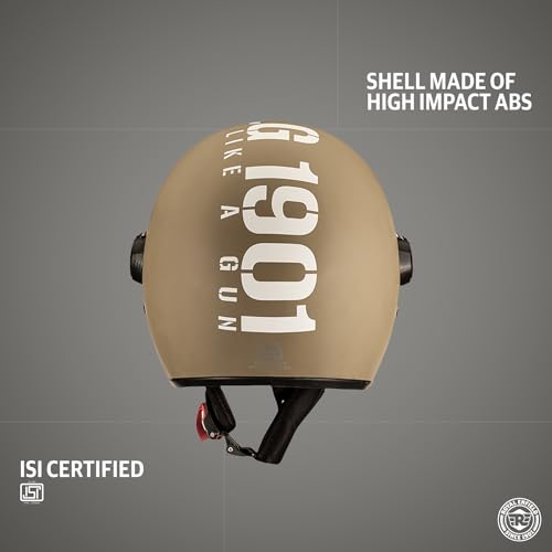 Royal Enfield Open Face MLG Helmet with Clear Visor Matt Desert Storm, Size: M( 57-58cm)