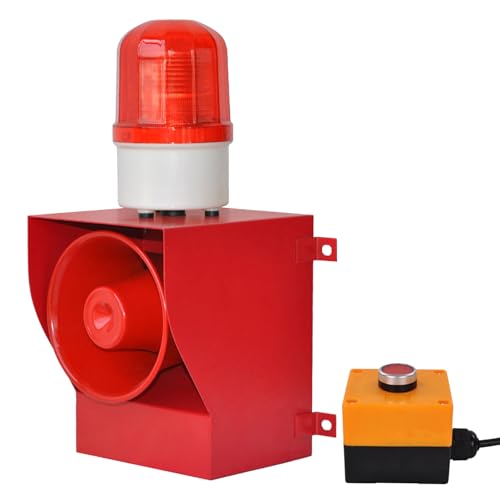 Y DIANS S Alarm Siren with Button Control Box 130dB Horn 45w Emergency Alarm Systerm with Strobe Light for Farm Factory Harbor Dock SLA-05AZ AC110V