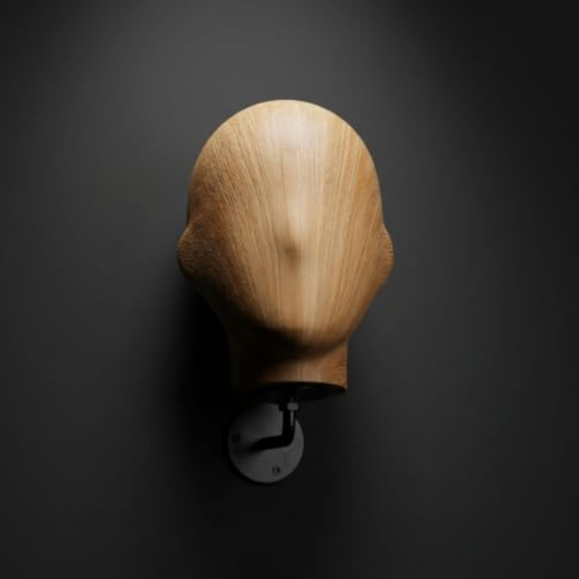 Wood-Grain Hat Display with Metal Arm