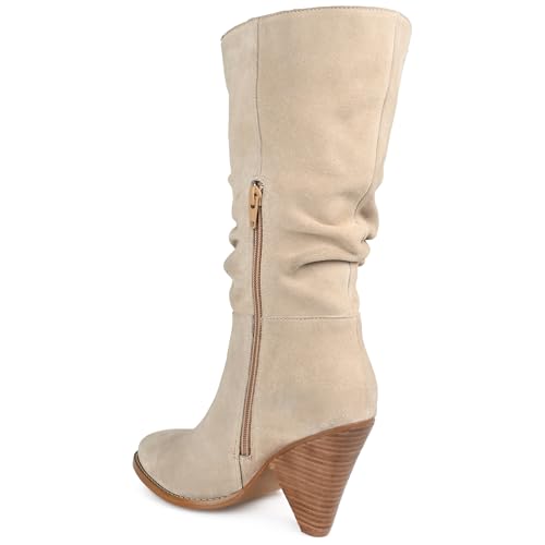 Journee Collection Signature Womens Genuine Leather Syrinn Slouch Suede Mid Calf Boots Padded Stacked Wood Heel Almond Toe4