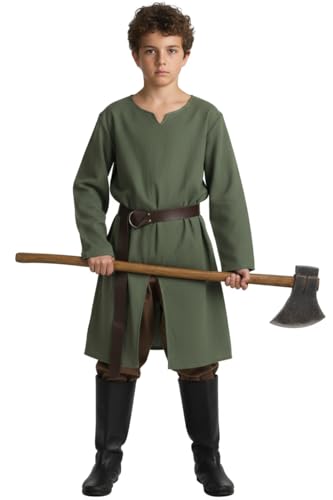 Disfraz completo medieval pirata verde para niños miniatura 1