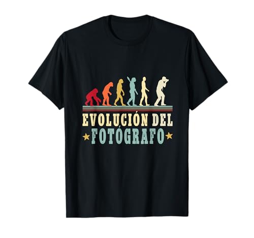 Divertido Regalos Originales Para Fotógrafos - Camiseta Hombre Fotografía Evolución del Fotógrafo - Negra, Manga Corta, Pequeño