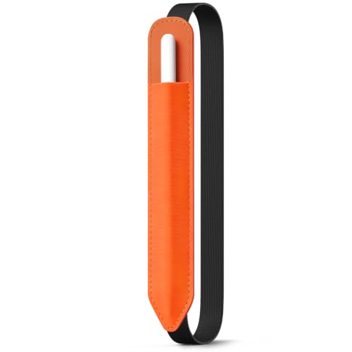 Image of MoKo Pencil Case Holder Fit The Apple Pencil (Pro and USB-C and 1st and 2nd Gen), Detachable Elastic Pocket for Stylus Pen with Elastic Band Attached to iPad Case, Orange
