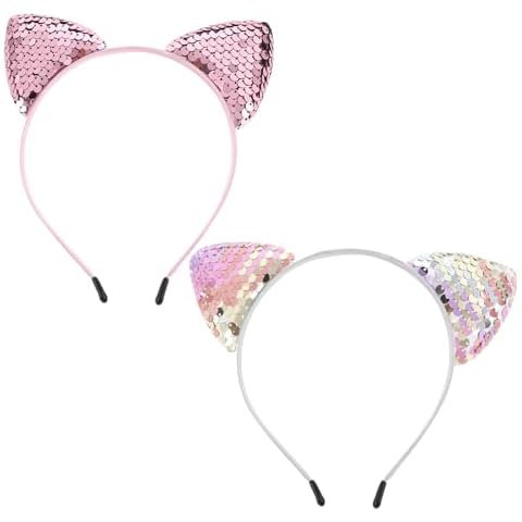 Molain Reversible Sequin Cat Ears Headband Cover