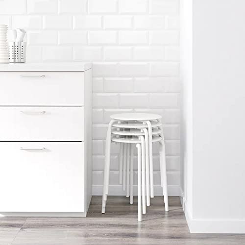 IKEA Boutique Store Marius Stool (Pack of 2) Seat Height: 45 cm, 17 3/4-Inch - Sold by Bunnings Home (White, Steel, Epoxy Powder Coating)