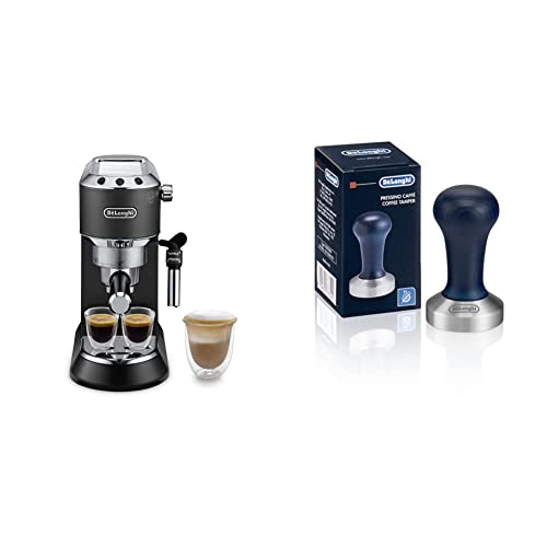 De&rsquo;Longhi Dedica Style, Machine expresso pour préparer des boissons café et lactées, EC685BK, 1L Noir & DLSC058-Tasseur de café en acier inoxydable