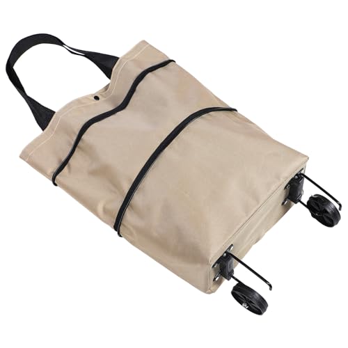 TIDTALEO Bolsa de Supermercado con Ruedas Plegable y Asa Ajustable, Bolsa de Compras Grande Reutilizable para Carrito, Bolso de Viaje Portátil y Ecológico Color Caqui, Adecuado