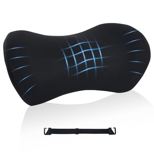 Lumbar Support Pillow for Office Chair and Car Seat, Lumbar Pillow with Adjustable Strap, Memory Foam Back Pillow for Lower Back Pain Relief, Back Support Pillow for Sitting, Driving, Traveling