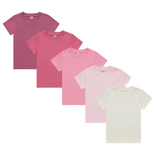 Image of Cudlie Girls’ Short Sleeve T-Shirts, 5-Pack Solid Color Soft Cotton Tees for Infants, Toddlers and Little Girls