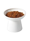 LoeJan Elevated Food and Water Bowls Set, Extra Wide and Raised Ceramic Feeder, Anti-Vomit Whisker-Free Pressure Cat Feeding Bowl for Kittens Adult Cats Small Dogs (White, Food Bowl)