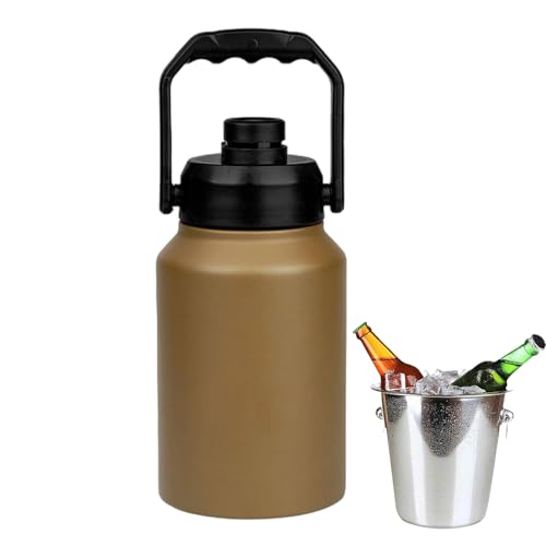 Cubo de hielo aislante con tapa | Botella de almacenamiento de hielo 2L con asa | Cubo aislante portátil para camping picnic playa, jardín, piscina al aire libre vacaciones