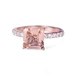 Princess Cut Solitaire with Accent Genuine Peach Morganite Engagement Promise Anniversary Bridal Ring 14k Rose Gold Women Personalized Jewelry BY COSMICJEWELCRAFTS