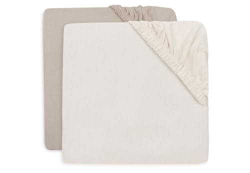 Jollein Drap-Housse Jersey - pour Lit Enfant - Oatmeal/Sand - Lot de 2-60x120cm - Drap-Housse en Coton - Certifiée Oeko-TEX