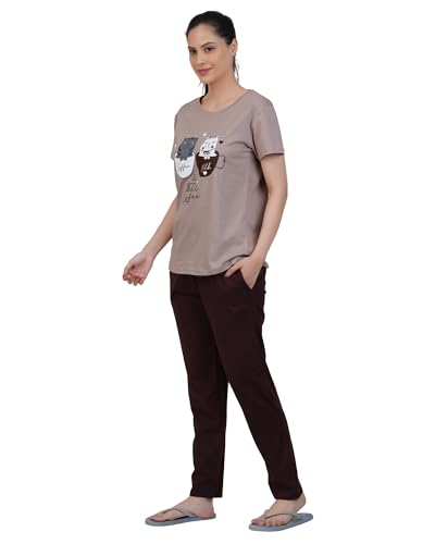 Image of Women's Premium Cotton Print Night Suits - Comfortable & Stylish Pajama Set with Pockets