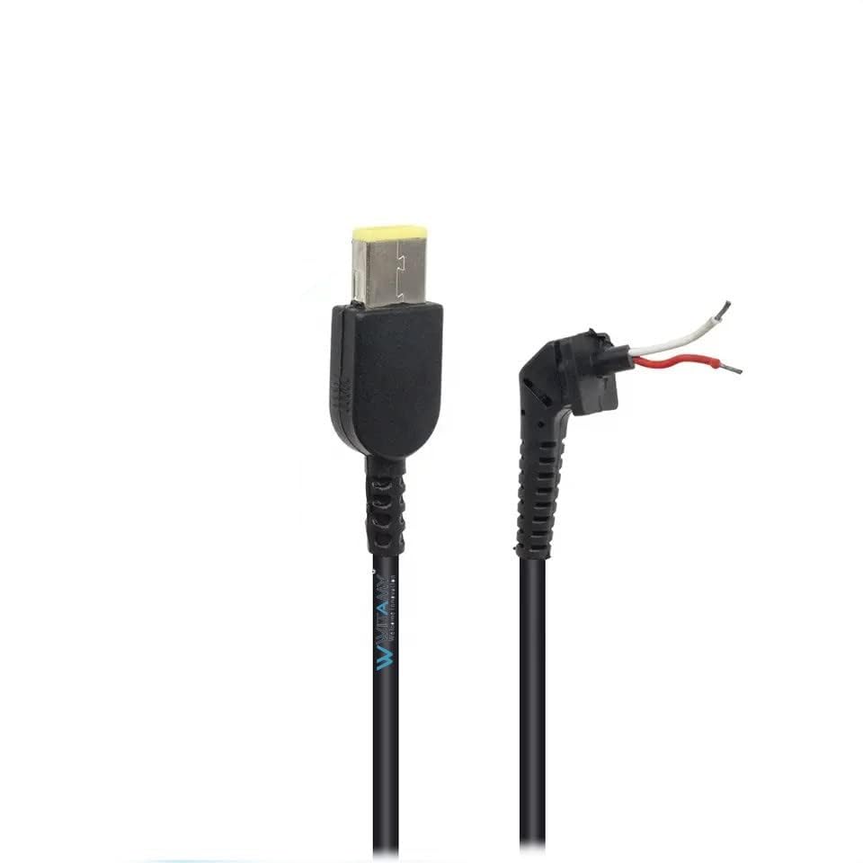 Image of DC Cable Cord to Repair 45|65w|90w |120w|130w|135w Adapter Charger Pin Size USB Slim Square Yellow pin DC Cable (1.5M) Compatible for Lenovo Laptop Charger Adapter
