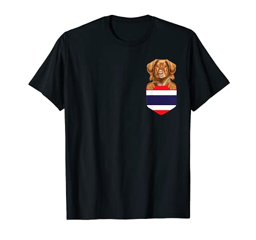 Thailand Flag Duck Tolling Retrievers Dog In Pocket T-Shirt, Black
