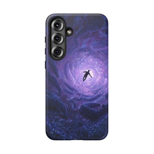 Funda Samsung S25 Plus morada mate con diseño de túnel cósmico y tentáculos resistente