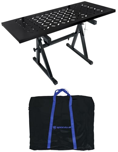 Rockville Bundle: Z50 Z-Style Pro Keyboard Stand+Travel Bag - Adjustable Height + Width Bundle with KS2 Shelf For Z-Stand or X-Stand - Turns Keyboard Stands Into DJ Table (2 Items)