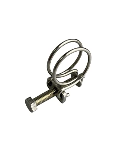 Boltza Stainless Steel Double Wire Hose Clips 18-22mm Pond Pipe Screw Tight Koi Fish Fitting Filter Pump Clamp x4