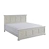 Home Styles Seaside Lodge White King Bed with X Frame Pattern Raised Panels Head and Footboard Hand rubbed Painted Finish and Solid Mahogany Frames